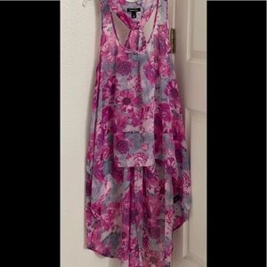 Kandy Kiss Pink Flowers High-Low Tank Top